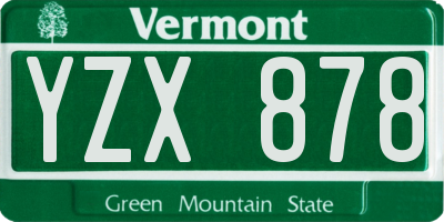 VT license plate YZX878