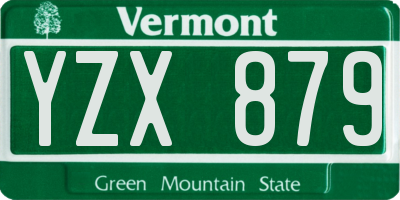 VT license plate YZX879