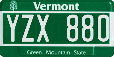 VT license plate YZX880