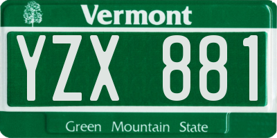 VT license plate YZX881