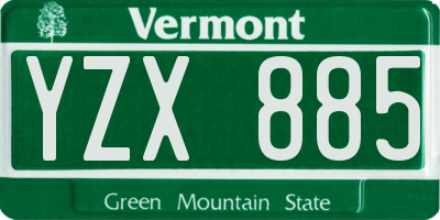 VT license plate YZX885