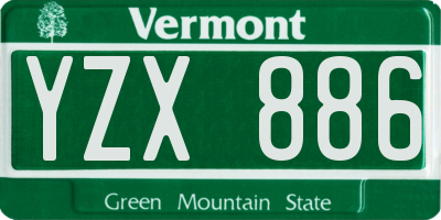 VT license plate YZX886