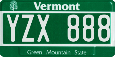 VT license plate YZX888