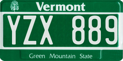 VT license plate YZX889