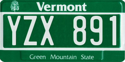 VT license plate YZX891
