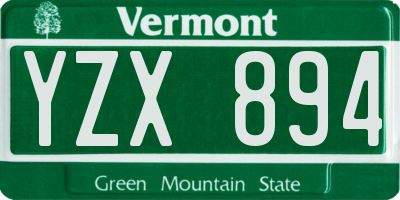 VT license plate YZX894