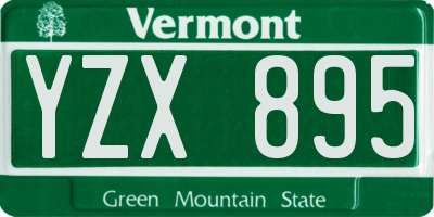 VT license plate YZX895