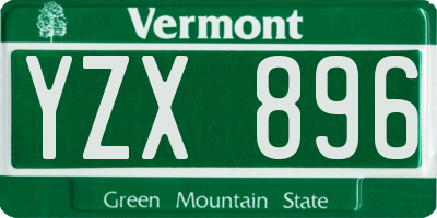 VT license plate YZX896