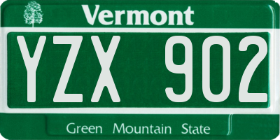 VT license plate YZX902