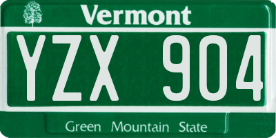 VT license plate YZX904