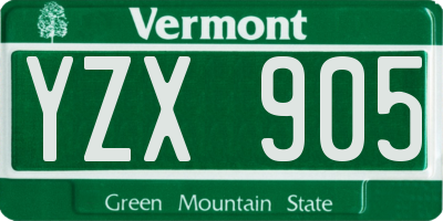 VT license plate YZX905