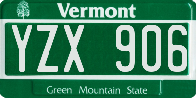 VT license plate YZX906