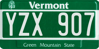 VT license plate YZX907