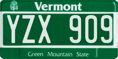 VT license plate YZX909