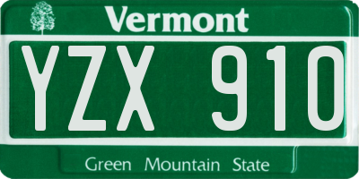 VT license plate YZX910