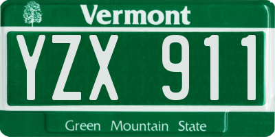 VT license plate YZX911