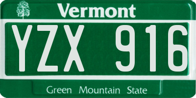 VT license plate YZX916