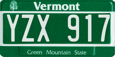VT license plate YZX917