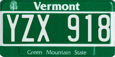 VT license plate YZX918