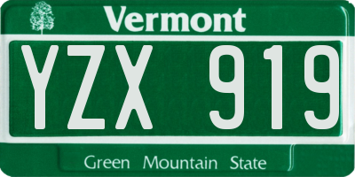 VT license plate YZX919