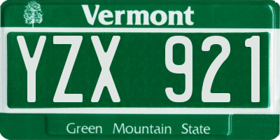 VT license plate YZX921