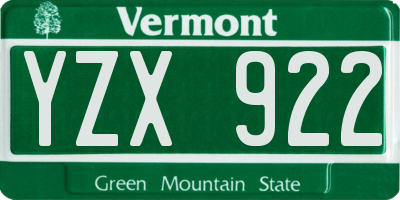 VT license plate YZX922