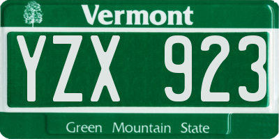 VT license plate YZX923