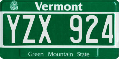 VT license plate YZX924