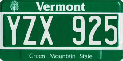 VT license plate YZX925