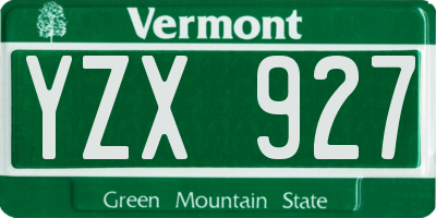VT license plate YZX927