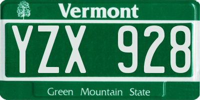 VT license plate YZX928