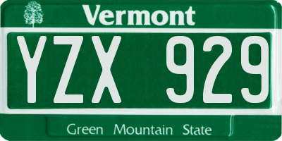 VT license plate YZX929