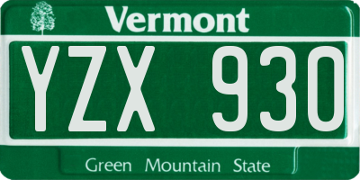 VT license plate YZX930
