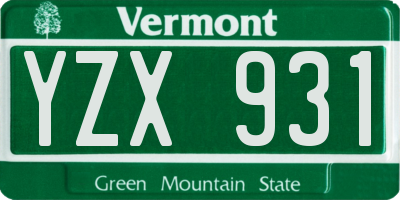 VT license plate YZX931