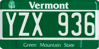 VT license plate YZX936