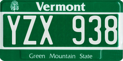 VT license plate YZX938