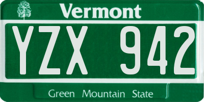 VT license plate YZX942