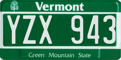 VT license plate YZX943