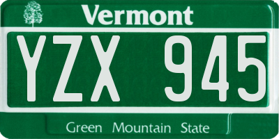 VT license plate YZX945