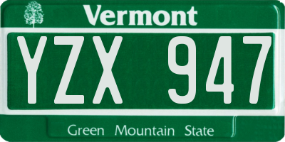 VT license plate YZX947