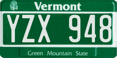 VT license plate YZX948