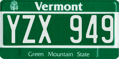VT license plate YZX949