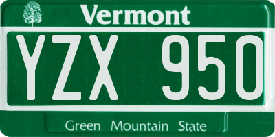 VT license plate YZX950