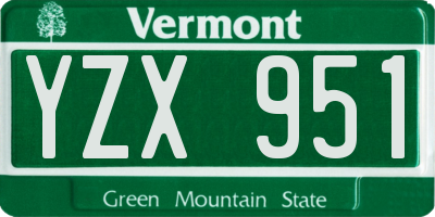 VT license plate YZX951