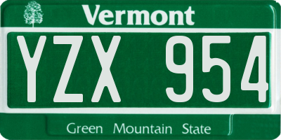 VT license plate YZX954