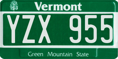VT license plate YZX955