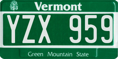 VT license plate YZX959
