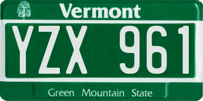 VT license plate YZX961