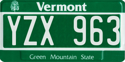 VT license plate YZX963