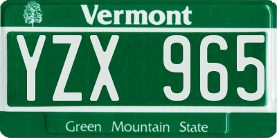 VT license plate YZX965